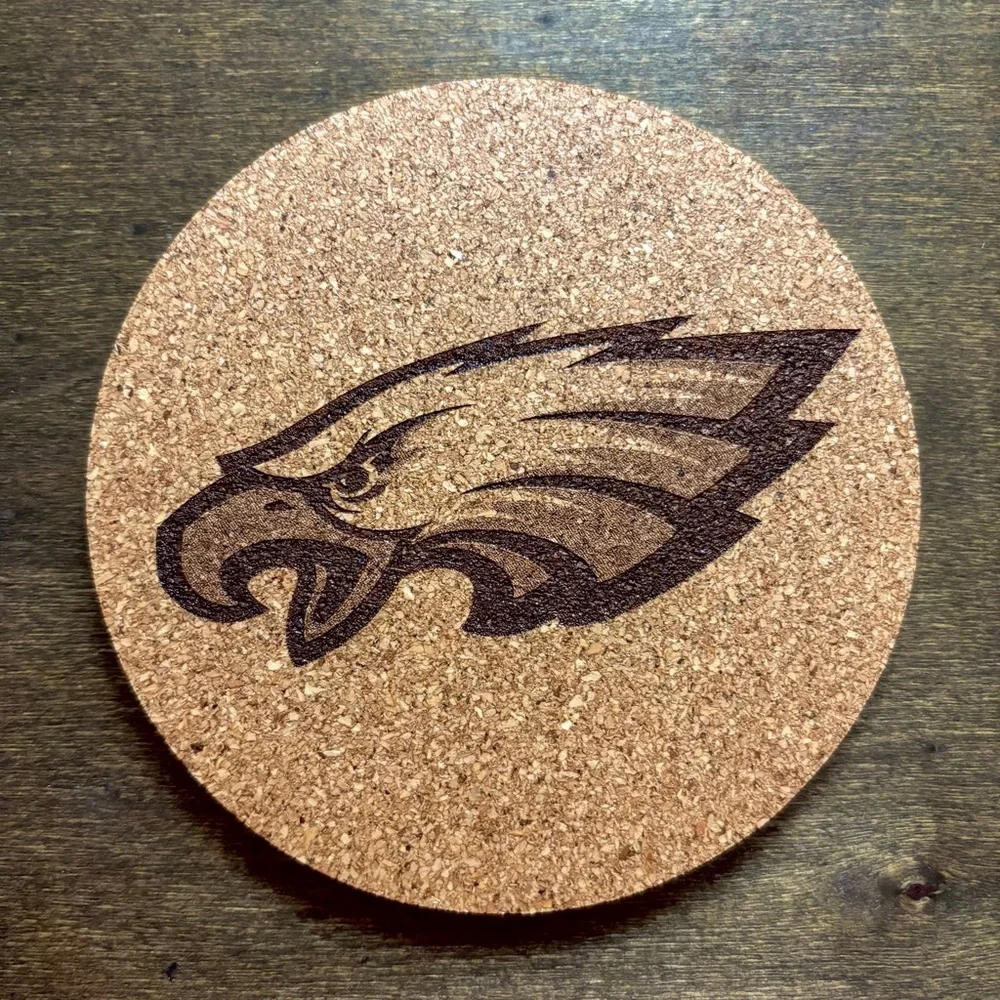 Philadelphia Eagles Logo Laser Engraved Cork Coaster